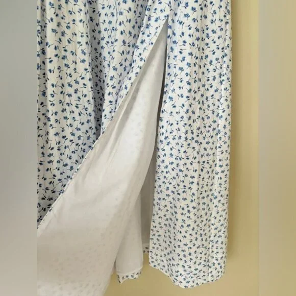 NEW Reformation Coucou Midi Linen Dress Hanna White Blue Floral | US 4 UK 8 - Picture 10 of 15